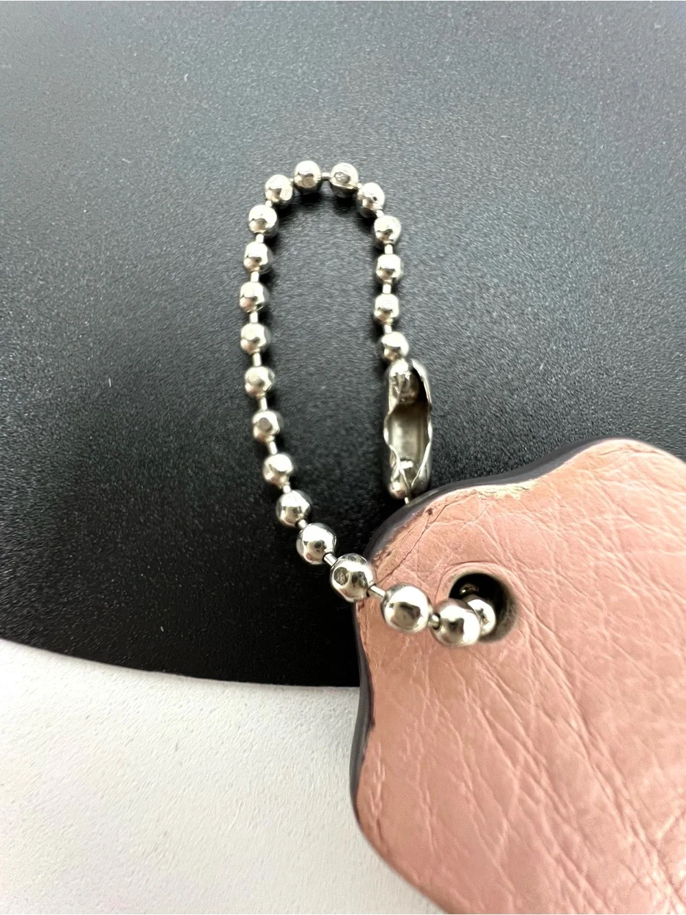 Coach Pink Leather Hangtag Bag Charm Silver Ball Chain Replacement Tag